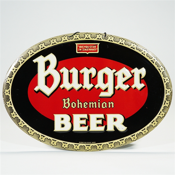 Burger Bohemian Beer Embossed Tin Advertising Sign