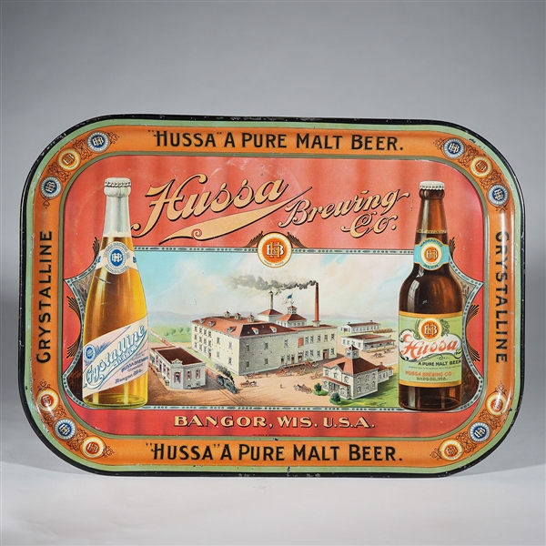 Hussa Brewing Factory Scene Pre-prohibition Advertising Tray