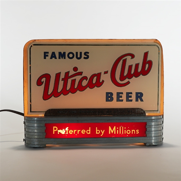 Utica Club Preferred by Millions HALO Illuminated Back Bar Sign