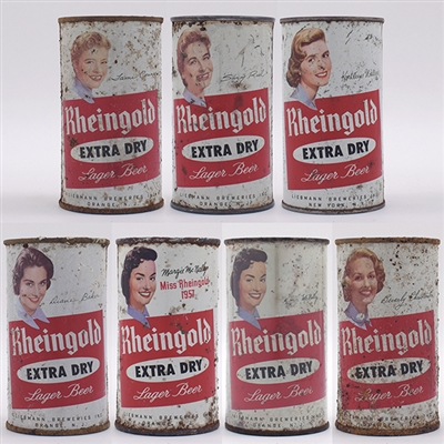 Rheingold Girl Flat Top Set Lot of 7 cans ORANGE 