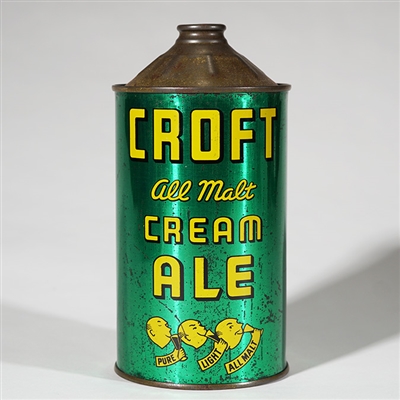 Croft ALL MALT Ale Quart Cone Top -RARE- 205-18