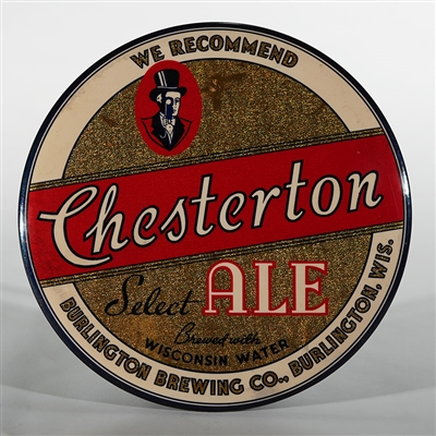Chesterton Ale Burlington Wisconsin Button Tin Sign 