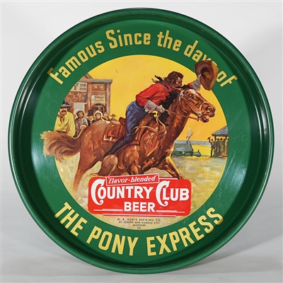 Country Club PONY EXPRESS Scene Beer Advertising Tray 