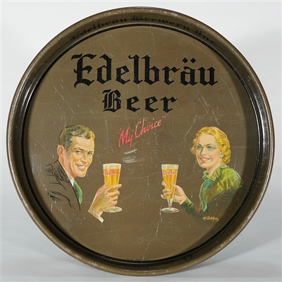 Edelbrau Beer My Choice Art Deco Style Advertising Tray 