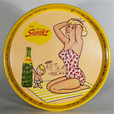 Squirt Lil Squirt Lady on Beach Soda Advertising Tray 