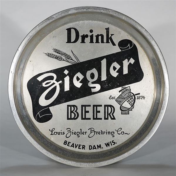 Ziegler Beaver Dam Wisconsin Beer Advertising Tray 