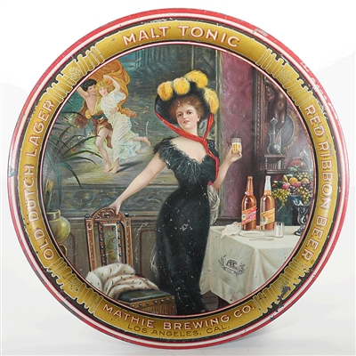 Mathie Old Dutch Lager Malt Tonic Red Ribbon Beer Tray