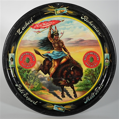 North Western Brewery Nude Topless Native Maiden Buffalo Tray