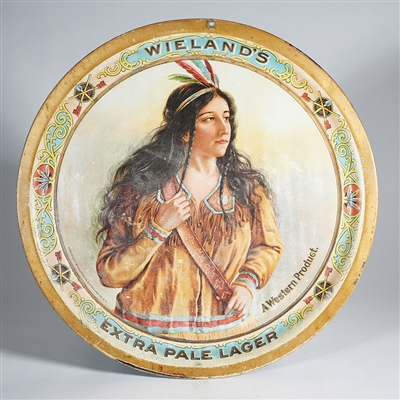 Wielands Native American Maiden Advertising Tray