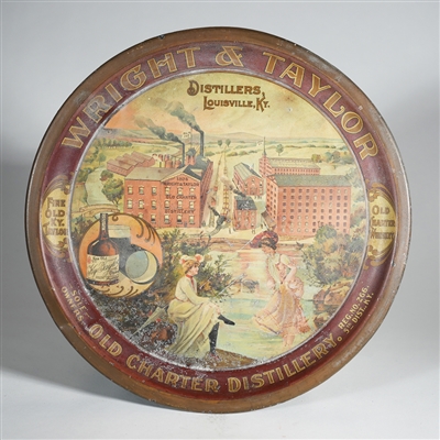 Wright Taylor Old Charter Distillery Advertising Tray