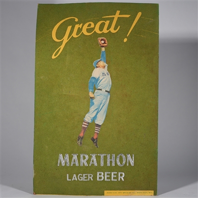 Marathon Lager Beer Baseball Advertising Sign 