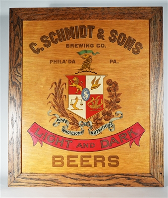 C. Schmidt and Sons Light Dark Beers Wood Sign SHARP 