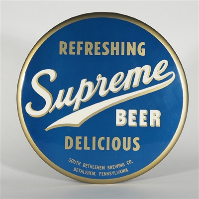 Supreme Beer Celluloid Over TOC Button Sign 