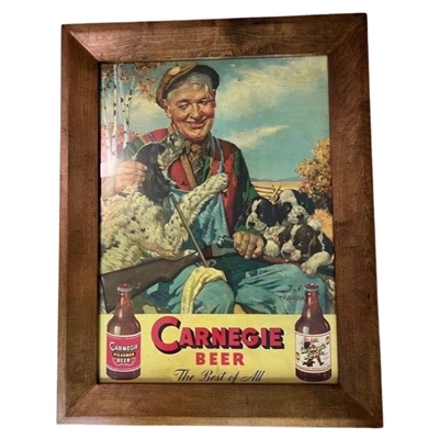 Carnegie Hunting Dog Shotgun Steinie Beer Sign 