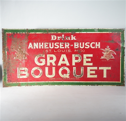 Anheuser-Busch Grape Boquet Embossed Tin Sign 