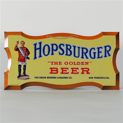 Hopsburger Golden Beer San Francisco Diecut Tin Sign MINTY 