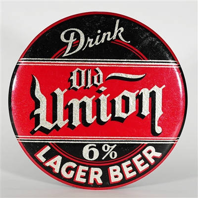 Old Union 6 Percent Lager Beer Crystaline Button Sign SHARP RARE 