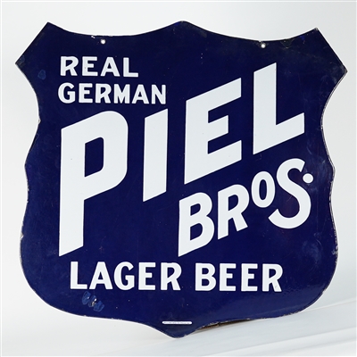 Piel Bros Real German Lager Beer Diecut Porcelain Sign 