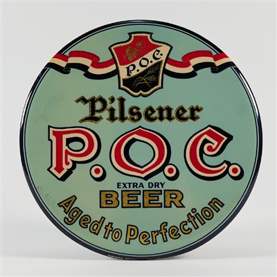 P.O.C. Pilsener Extra Dry Beer Crystaline Button Sign 