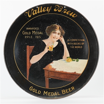Valley Brew Gold Medal Beer Tin Charger Sign 