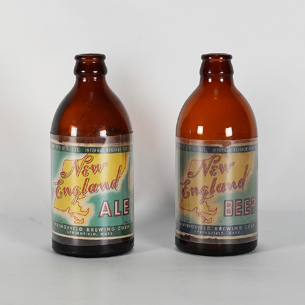 New England Ale and BEER SPRINGFIELD BREWING Stubby Bottle Pair 