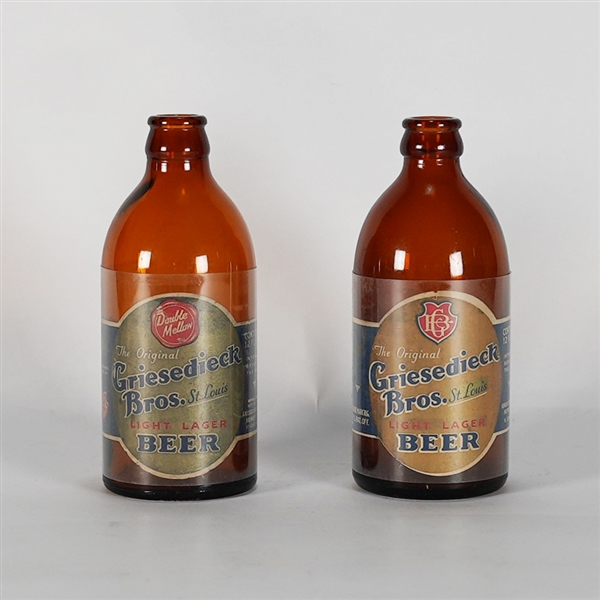 Griesedieck Light Lager Beer Stubby Bottle Pair 