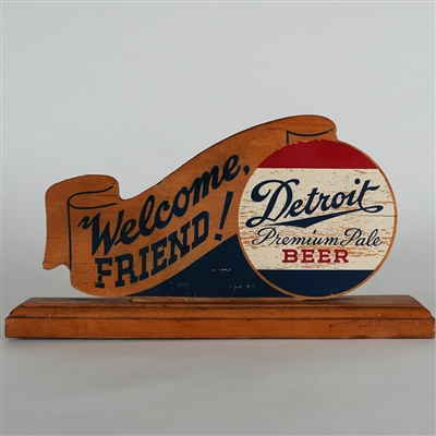 Detroit Brewing Premium Pale Beer Wooden Back Bar Shelf Sign RARE