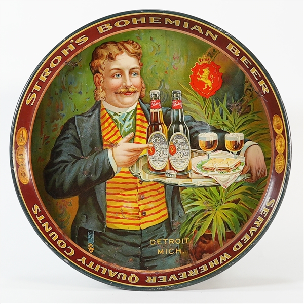 Strohs Bohemian Beer Pre-prohibition Tray 