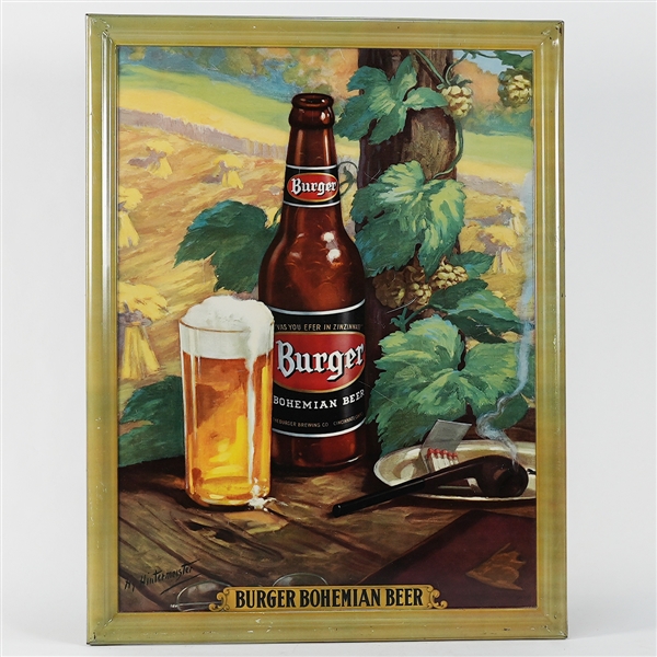 Burger Bohemian Beer Bottle Pilsner Pipe Tin Sign 