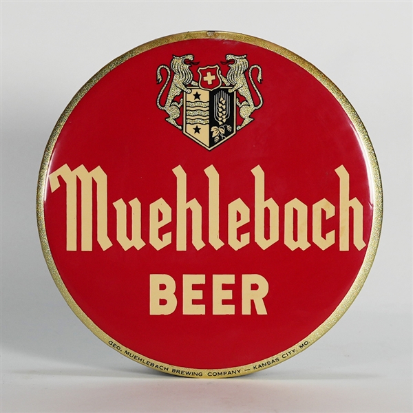 Muehlebach Beer Lions Crest Button Sign 