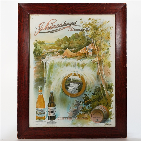 Leinenkugel Spring Chippewa Falls Indian Waterfall Pre-prohibition Litho TOUGH