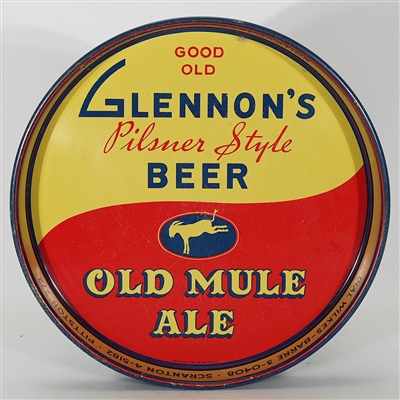 Pittston Good Old Glennon Pilsner Style Beer Old Mule Ale Tray 