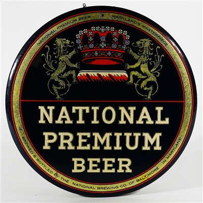National Premium Beer Mayland Masterpiece Tin Button Sign TOUGH 