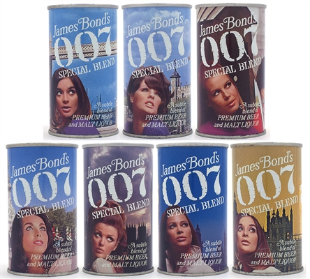 James Bond 007 Complete Set of 7 Cans SUBJECT TO LOTS 200-206