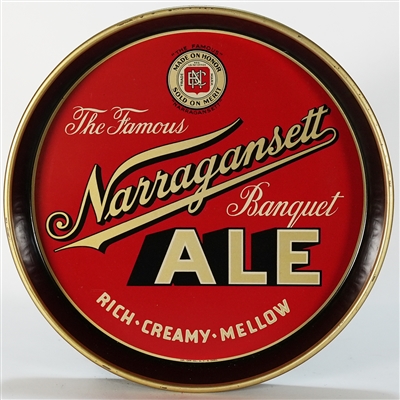 Narragansett Famous Banquet Ale Rich Cream Mellow Tray MINTY