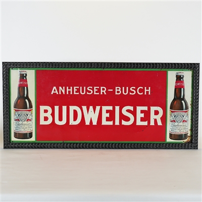 Anheuser Busch Budweiser Bottles Embossed Tin Sign Prohibition Era