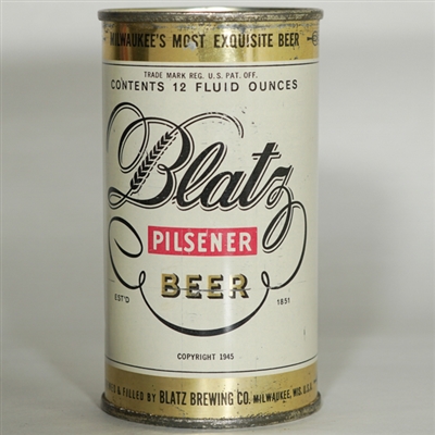 Blatz Pilsner Beer Flat Top NON IRTP STATEMENT 39-8