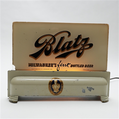 Blatz Milwaukees First Bottled Beer Illuminated Back Bar ROG Sign