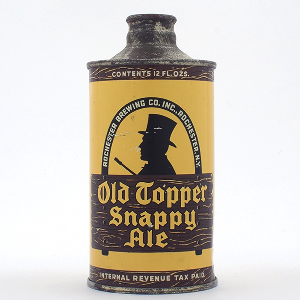 Old Topper Snappy Ale Cone Top WHITE TEXT 178-6