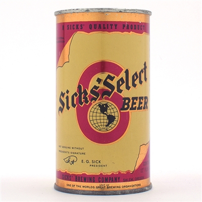 Sicks Select Beer Instructional Flat Top WITHDRAWN FREE 133-11