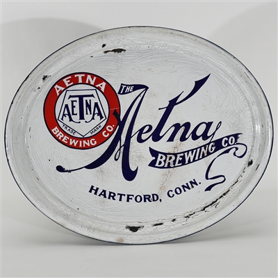 Aetna Brewing Porcelain Tray BLUE LETTERING