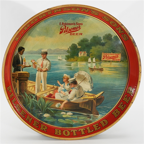 E Robinsons Son Pilsner Beer Nautical Scene Pre-prohibition Tray