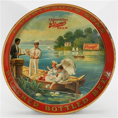 E Robinsons Son Pilsner Beer Nautical Scene Pre-prohibition Tray