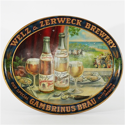 Welz Zerweck Gambrinus Brau Polo Scene Pre-prohibition Tray