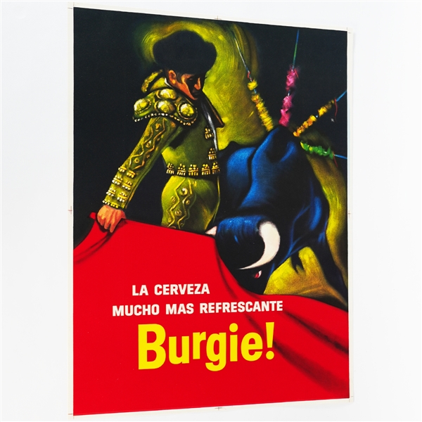 Burgermeister Burgie Mucho Mas Refrescante Bull Fighter Velvet Lithograph