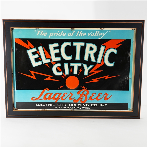 Electric City Pride Of The Valley Lager Beer Embossed Tin Sign