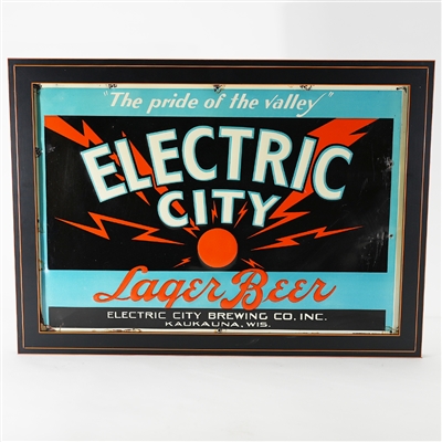 Electric City Pride Of The Valley Lager Beer Embossed Tin Sign