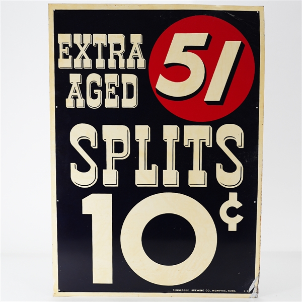 Fifty One Extra Aged Splits 10 Cents Tin Sign RARE