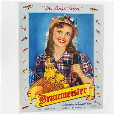 Independent Braumeister Best Catch Fly Fishing Woman Lithograph MINTY