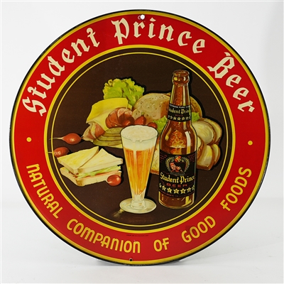 Student Prince Beer Natural Companion Good Food Tin Charger SHARP